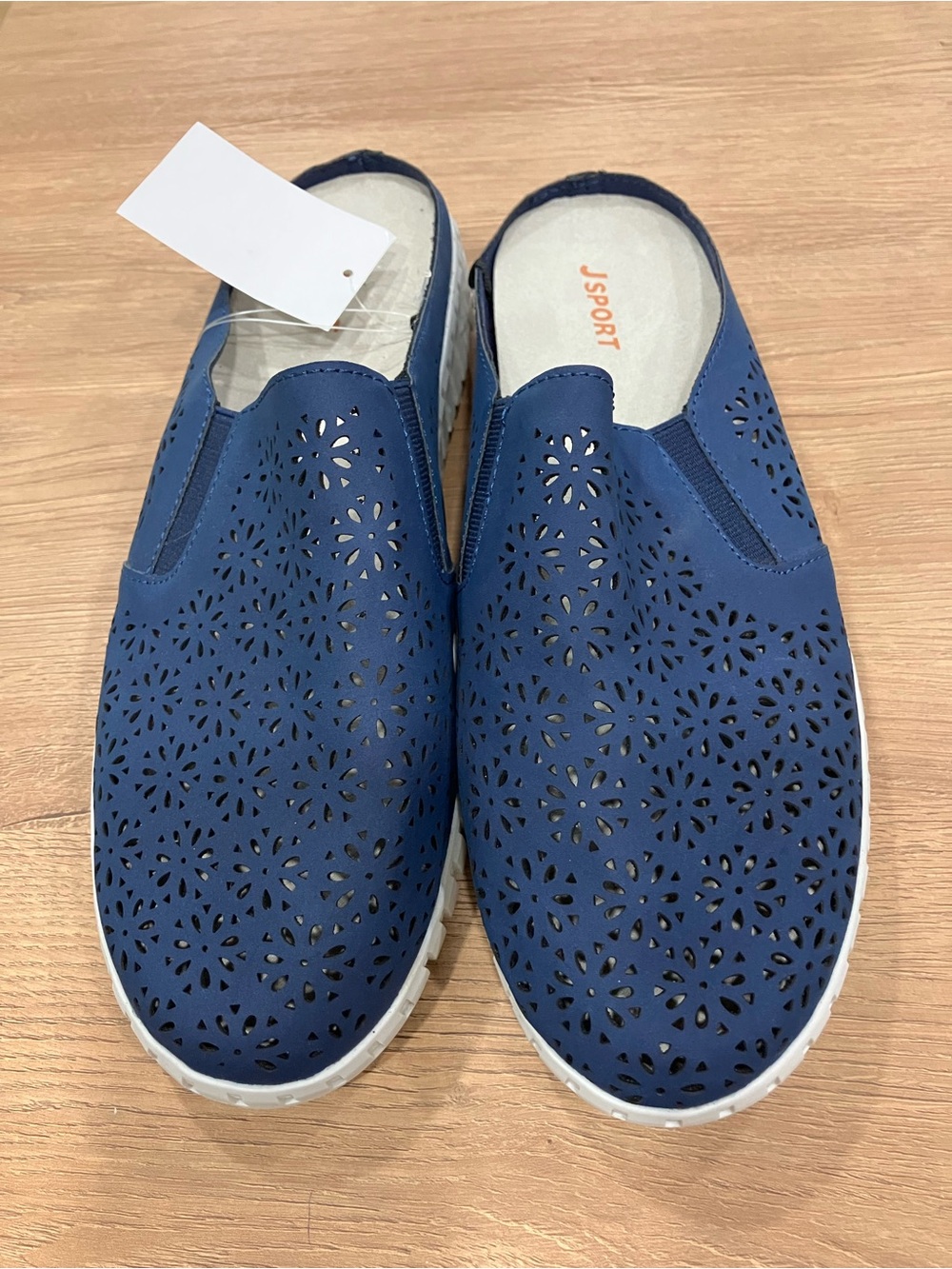 J Sport women’s mules navy blue floral pattern